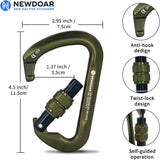 Professional CE Certified 30kN-6744lbs Climbing Carabiner-Screwgate/ArmyGreen