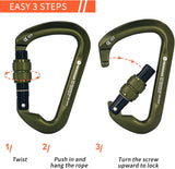 Professional CE Certified 30kN-6744lbs Climbing Carabiner-Screwgate/ArmyGreen
