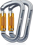 NewDoar 28KN UIAA & CE Certified Auto Climbing Carabiner -Grey 2pcs
