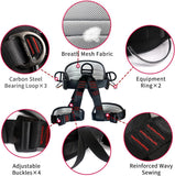 NewDoar Thickness Climbing Harness, Wider Half Body Harness(Upgrade Black)