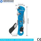 NewDoar Climbing Stop Descender Rappelling Belay for Rope 9-12mm Novices for Rescue-Blue