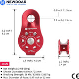 NewDoar Fixed Plate Micro Pulley-Red,26KN CE Certified(26KN Red 2pcs)