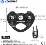 NewDoar CE Certified 25/28KN Tandem Double Speed Pulley-Black