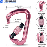Professional CE Certified 30kN-6744lbs Climbing Carabiner-Screwgate/Pink