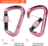 Professional CE Certified 30kN-6744lbs Climbing Carabiner-Screwgate/Pink