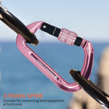 Professional CE Certified 30kN-6744lbs Climbing Carabiner-Screwgate/Pink