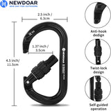 NewDoar 25KN CE&UIAA Certified Climbing Screwgate Locking Carabiner Professional O-Shaped Heavy Duty Carabiner