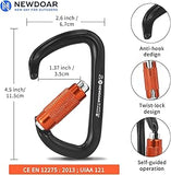 NewDoar 28KN UIAA & CE Certified Auto Climbing Carabiner -Black 5pcs