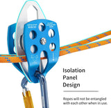 NewDoar 30 KN CE Certified Large Rescue Pulley Double Sheave with Swing Plate-Blue 1pc