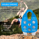 NewDoar 30 KN CE Certified Large Rescue Pulley Double Sheave with Swing Plate-Blue 1pc