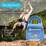 NewDoar CE Certified 20kN Micro Pulley Fixed Side Trolley for Climbing Rescue-Blue 2pcs