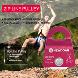 NewDoar CE Certified 20kN Micro Pulley Fixed Side Trolley for Climbing Rescue-Red 1pc