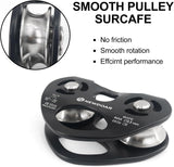 NewDoar CE Certified 25/28KN Tandem Double Speed Pulley-Black