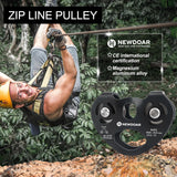 NewDoar CE Certified 25/28KN Tandem Double Speed Pulley-Black