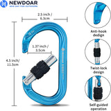 NewDoar 25KN CE&UIAA Certified Climbing Screwgate Locking Carabiner Professional O-Shaped Heavy Duty Carabiner