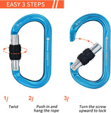 NewDoar 25KN CE&UIAA Certified Climbing Screwgate Locking Carabiner Professional O-Shaped Heavy Duty Carabiner