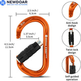 25KN CE&UIAA Certified Climbing Auto- Locking Carabiner Professional O-Shaped Heavy Duty Carabiner