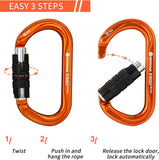 25KN CE&UIAA Certified Climbing Auto- Locking Carabiner Professional O-Shaped Heavy Duty Carabiner