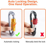 NewDoar 24-30KN Auto Locking Clips D-Shaped Heavy Duty for Camping, Hiking, Swing, Hammock