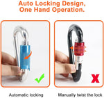 NewDoar 24-30KN Auto Locking Clips D-Shaped Heavy Duty for Camping, Hiking, Swing, Hammock