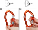 NewDoar Auto 23KN and Screw 24KN Locking Climbing Clip Aluminum Alloy for Climbing