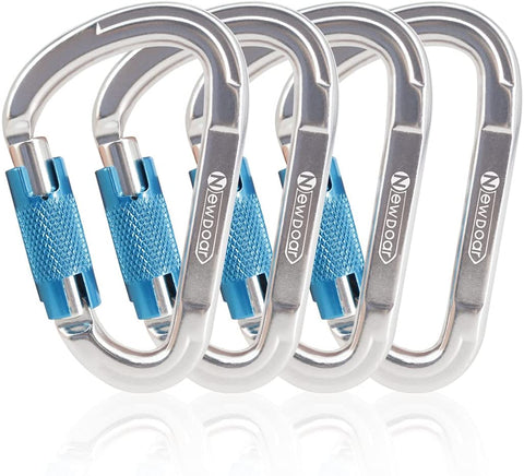 NewDoar 24-30KN Auto Locking Clips D-Shaped Heavy Duty for Camping, Hiking, Swing, Hammock