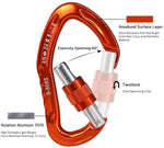 NewDoar Auto 23KN and Screw 24KN Locking Climbing Clip Aluminum Alloy for Climbing