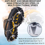 NewDoar Ice Cleats Crampons Traction,19 Spikes Stainless Steel Anti Slip Ice Snow Grips