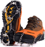 NewDoar Ice Cleats Crampons Traction,19 Spikes Stainless Steel Anti Slip Ice Snow Grips