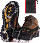 NewDoar Ice Cleats Crampons Traction,19 Spikes Stainless Steel Anti Slip Ice Snow Grips